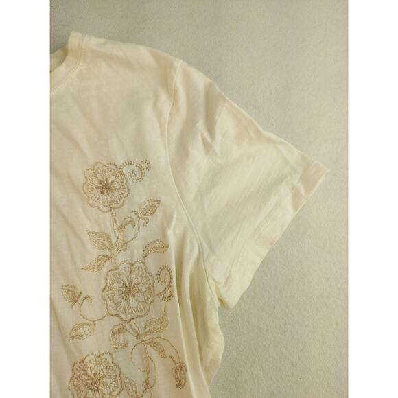 Womens Eddie Bauer T Shirt Embroidered Flowering Vine White Size L - Picture 5 of 12